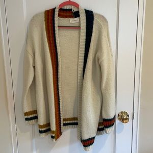 Oversized white cardigan with colorful design